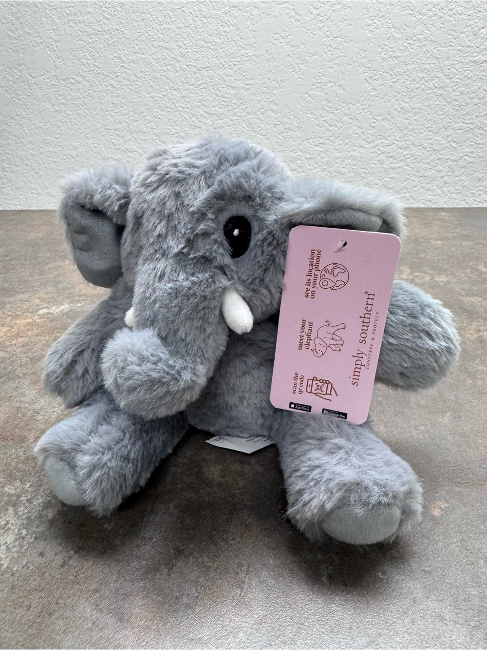 Simply Southern Plush Gray Elephant ‘Conserve and Protect’